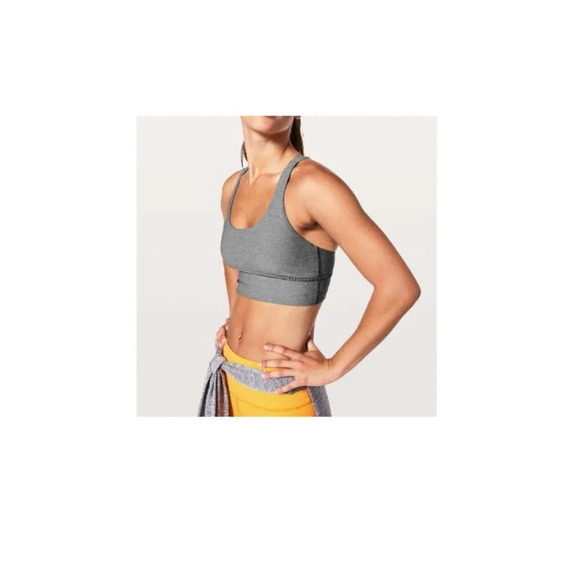 Lululemon Energy Bra *Long Line Heathered Slate / Vivid Amber - Picture 1 of 8
